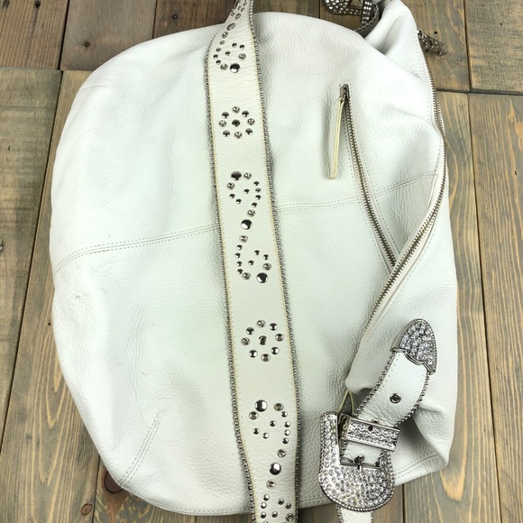 Charm and Luck Bags Charm And Luck Purse Tote White Pebble Leather